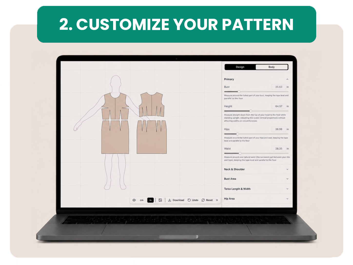 Customizing a pattern in Tailor Online